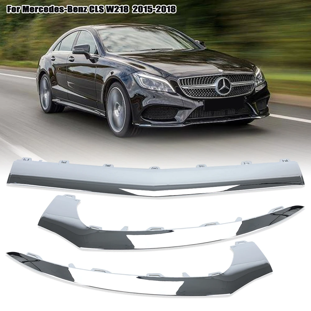 for Mercedes-Benz W218 CLS 2015 2016 2017 2018 Front Bumper Trim Strip Chrome Moulding Lip CHROME TRIM cover accessories