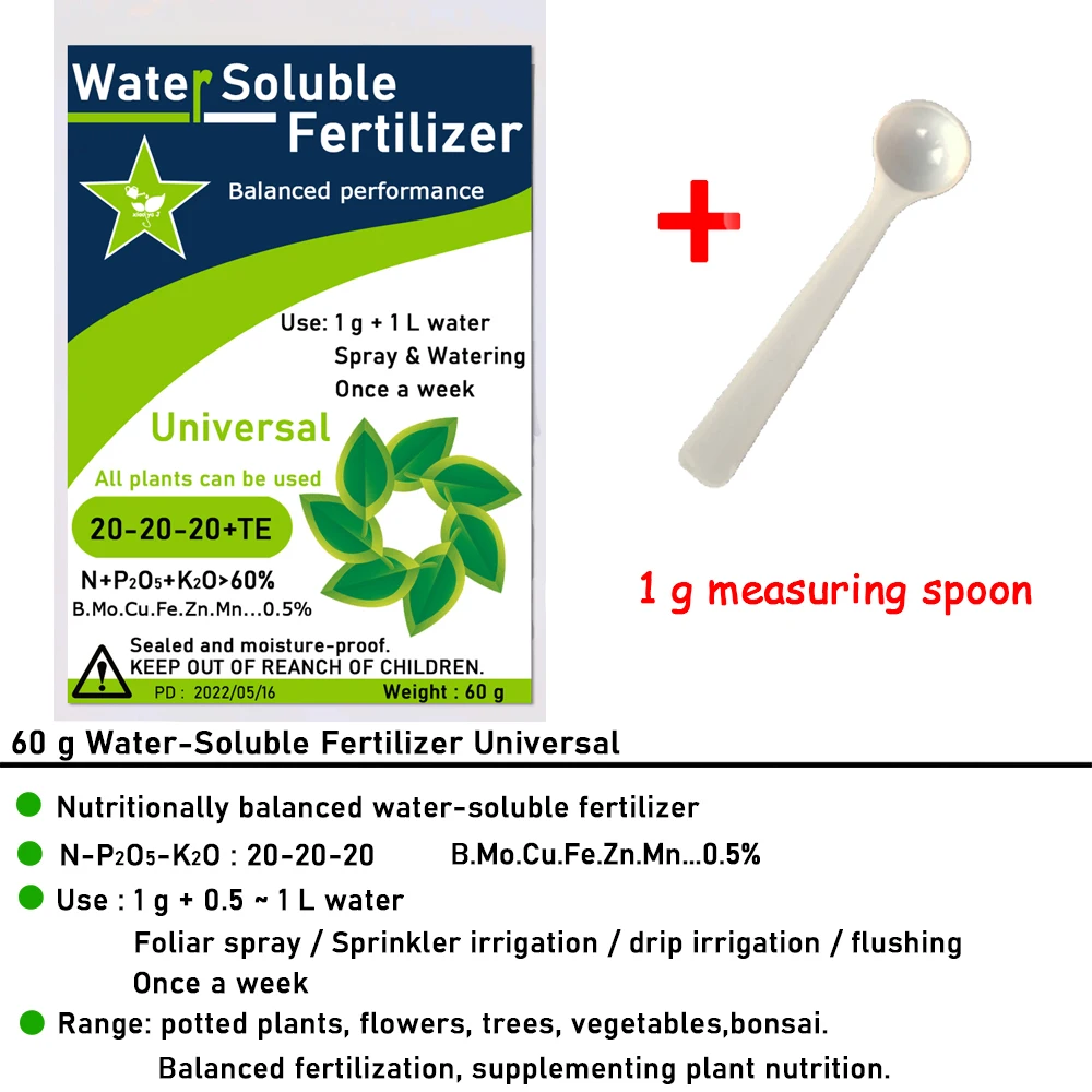 Universal NPK Water Soluble Plant Food Growing Flower for Home Garden, Professional Flower Fertilizer, 60 g