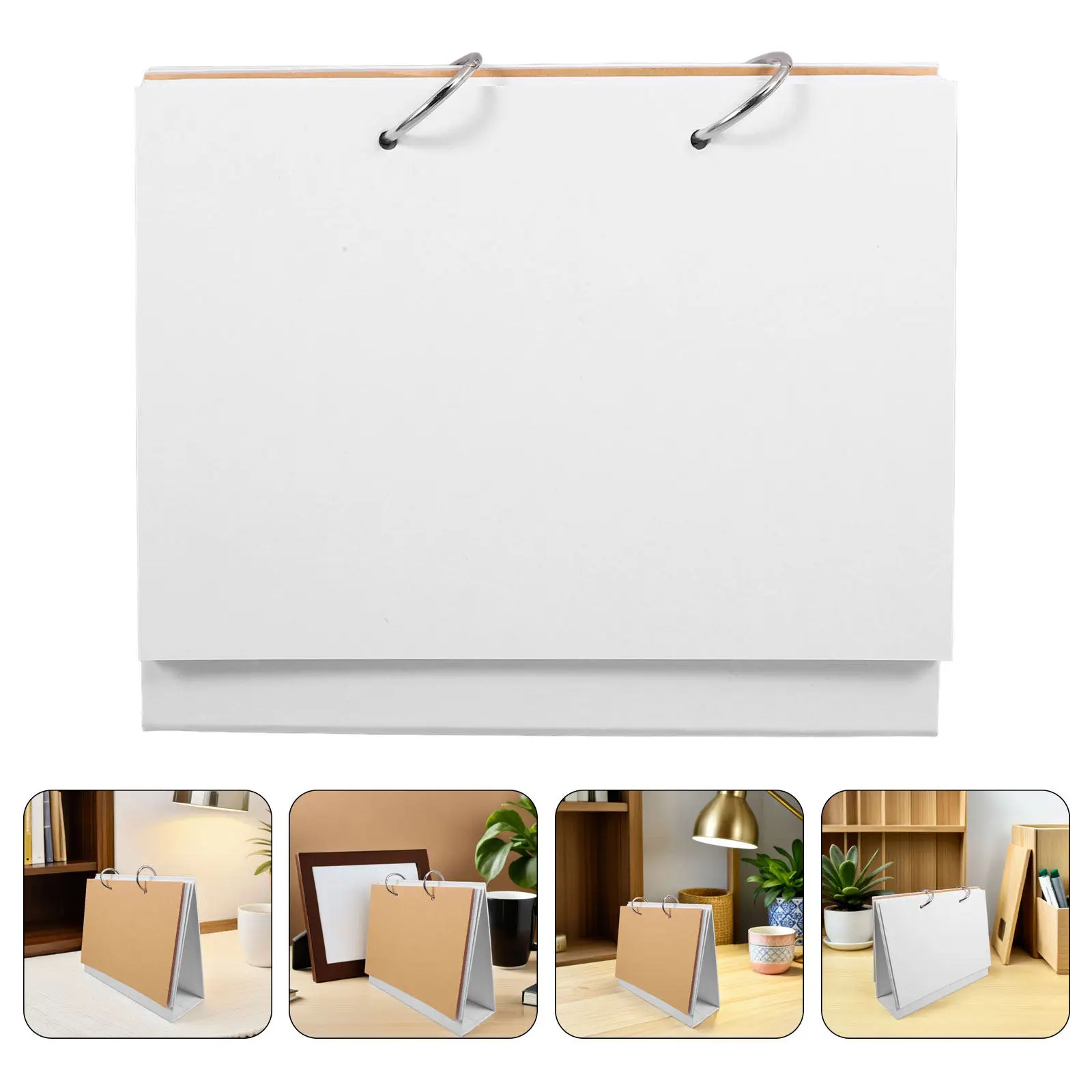 

5Sets Blank Desk Calendar Reusable Loose-Leaf Flip Planner with Metal Ring Binding Sturdy Paper Pages for Office Home Desktop