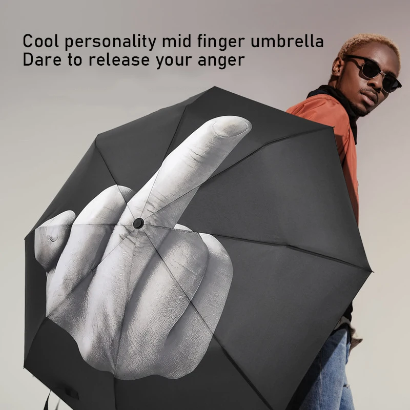 

Folding Creative Personality Vertical Middle Finger Three Fold Silver Glue Manual Sun Umbrella Funny Portable Student Umbrella