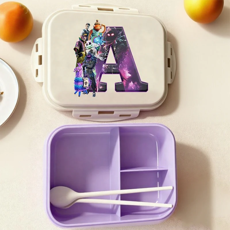 

Fortnites Bento Lunch Box Anime Fortress Night Food Storage Containers Print Letter A-Z Kids Picnic Lunchbox Office Dinner Cases