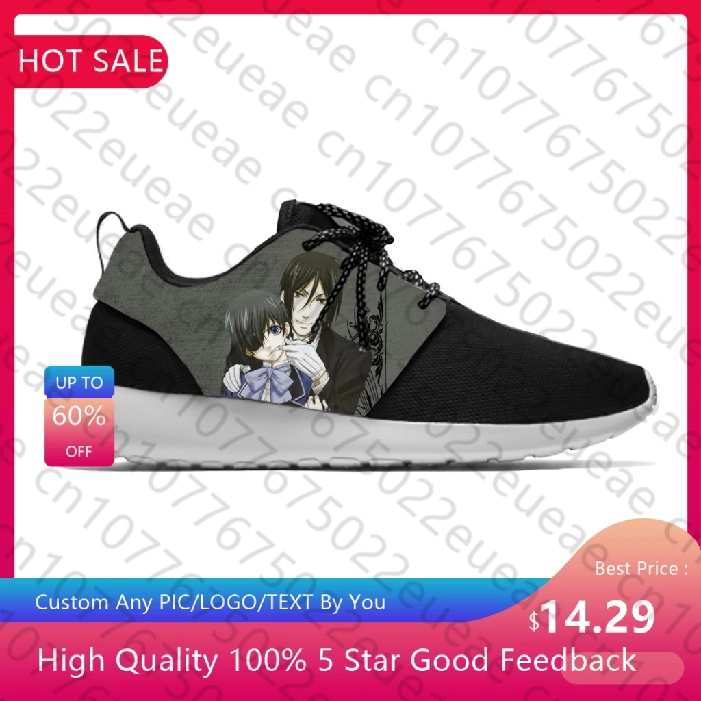 Manga Anime Cartoon schwarz Butler Sebastian Ciel Sport Laufschuhe lässig atmungsaktiv leichte 3D-Druck Männer Frauen Turnschuhe