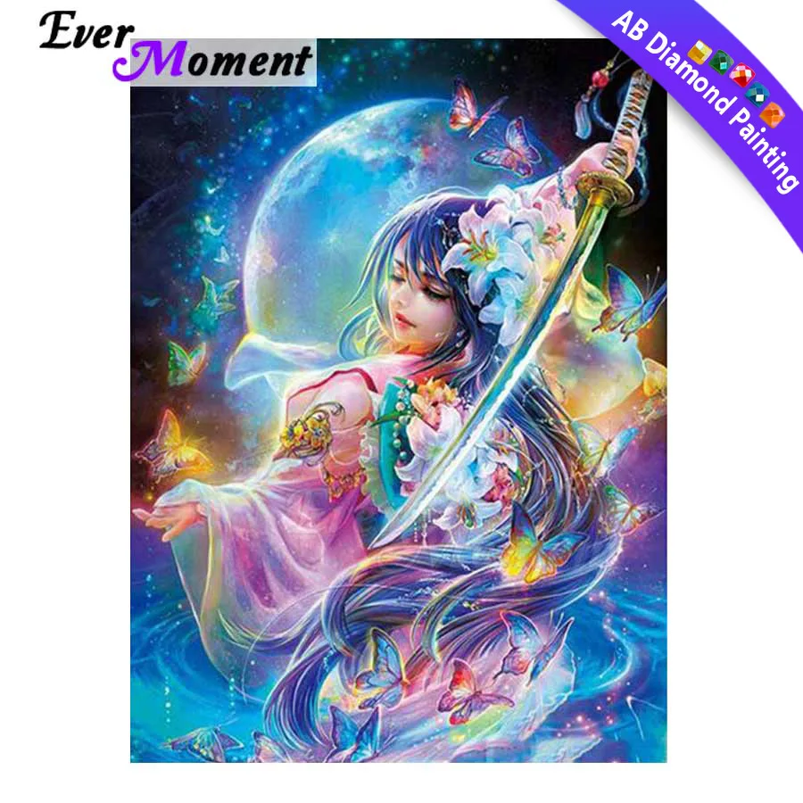 Ever Moment Diamond Painting Girl Japanese Style AB Drill Kits Picture Of Rhinestone Diamond Embroidery Handmade 3F226