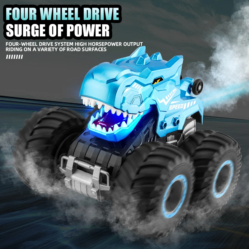 Camion dinosaure voiture télécommandée jouet pour enfants 2.4 Ghz voiture Rc jouet avec lumière, son, pulvérisation tout Terrain jouet Rc