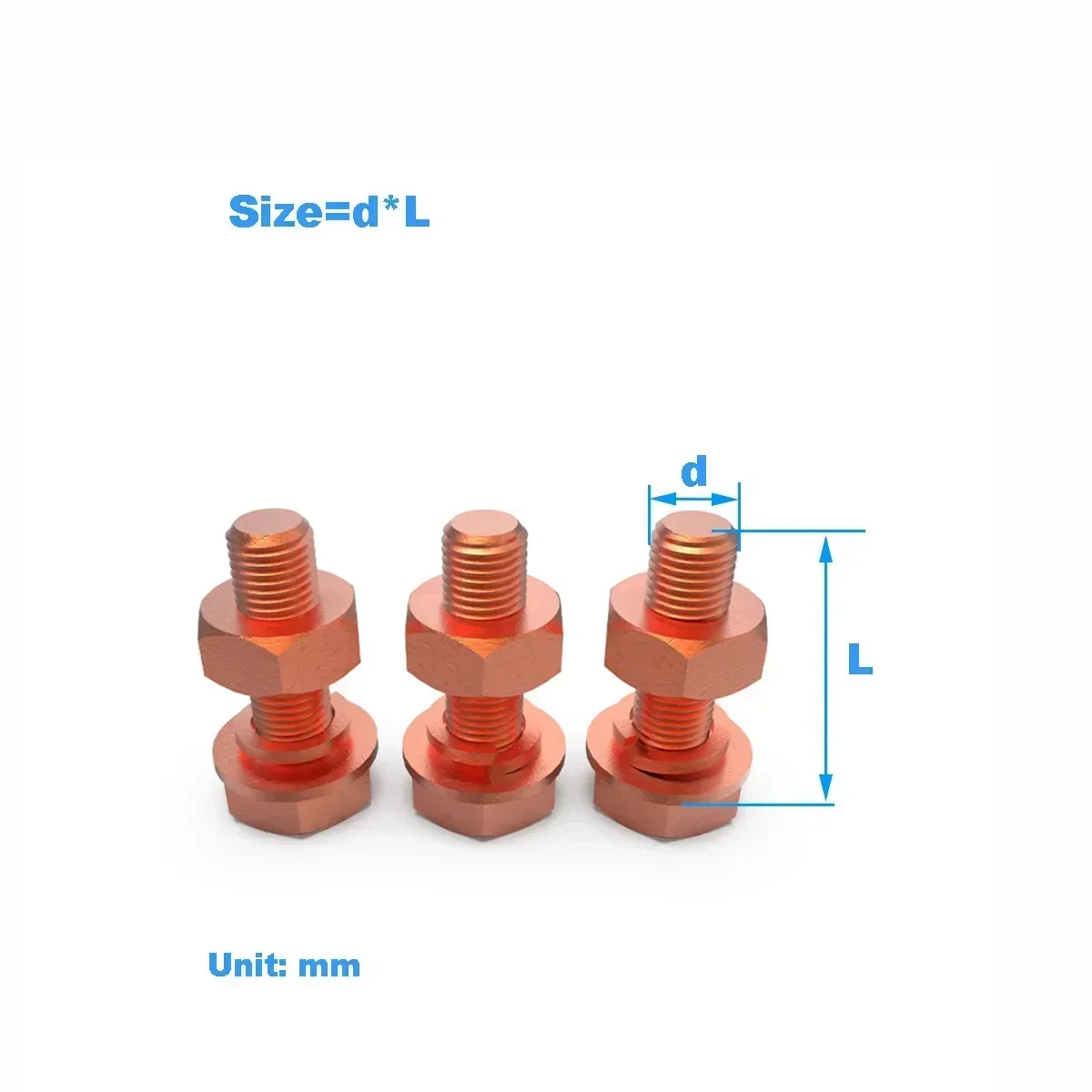 Red Copper Outer Hexagonal Electrolytic Screw Bolt Flat Washer Spring Washer Nut Combination Set M10 M12 M14 M16