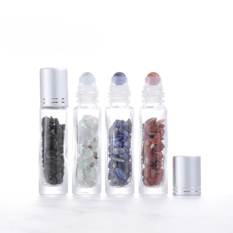 10ml Natural Gemstone Roller Ball Bottle Refillable Essential Oil Body Perfume Glass Inside Healing Crystal Beauty косметика