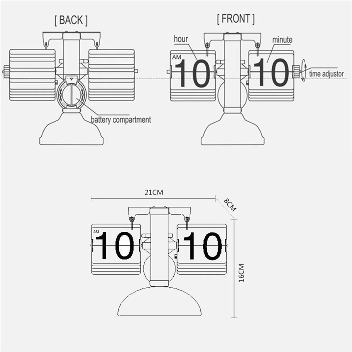 Auto Flip Digital Clock Home Decors Retro Flip Clock Flip Internal Gear Operated for Home Office School Hotel