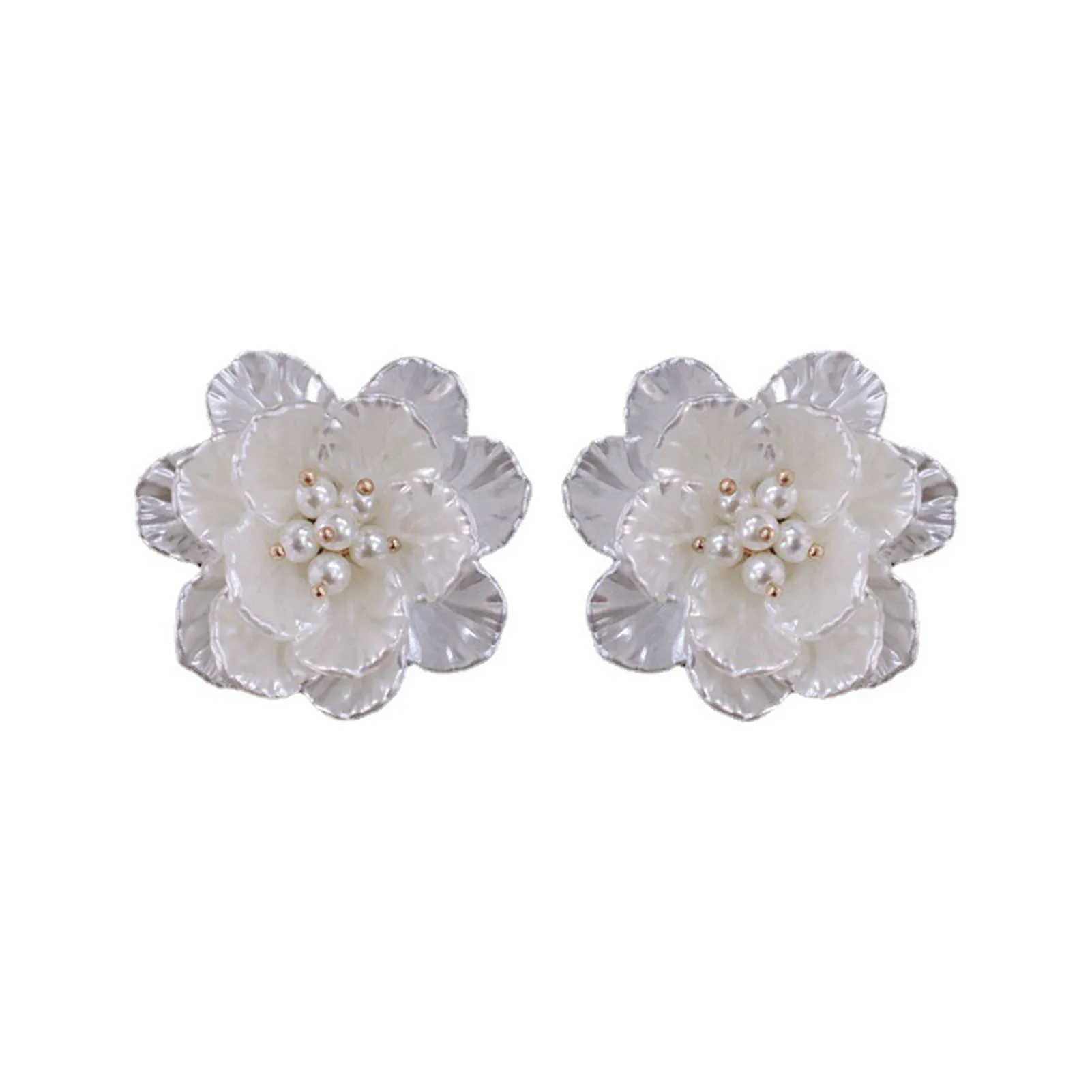 White Flower Women's Metal Earrings Fade Resistant Hypoallergenic Earrings Gifts for Mom Wife Girlfriend