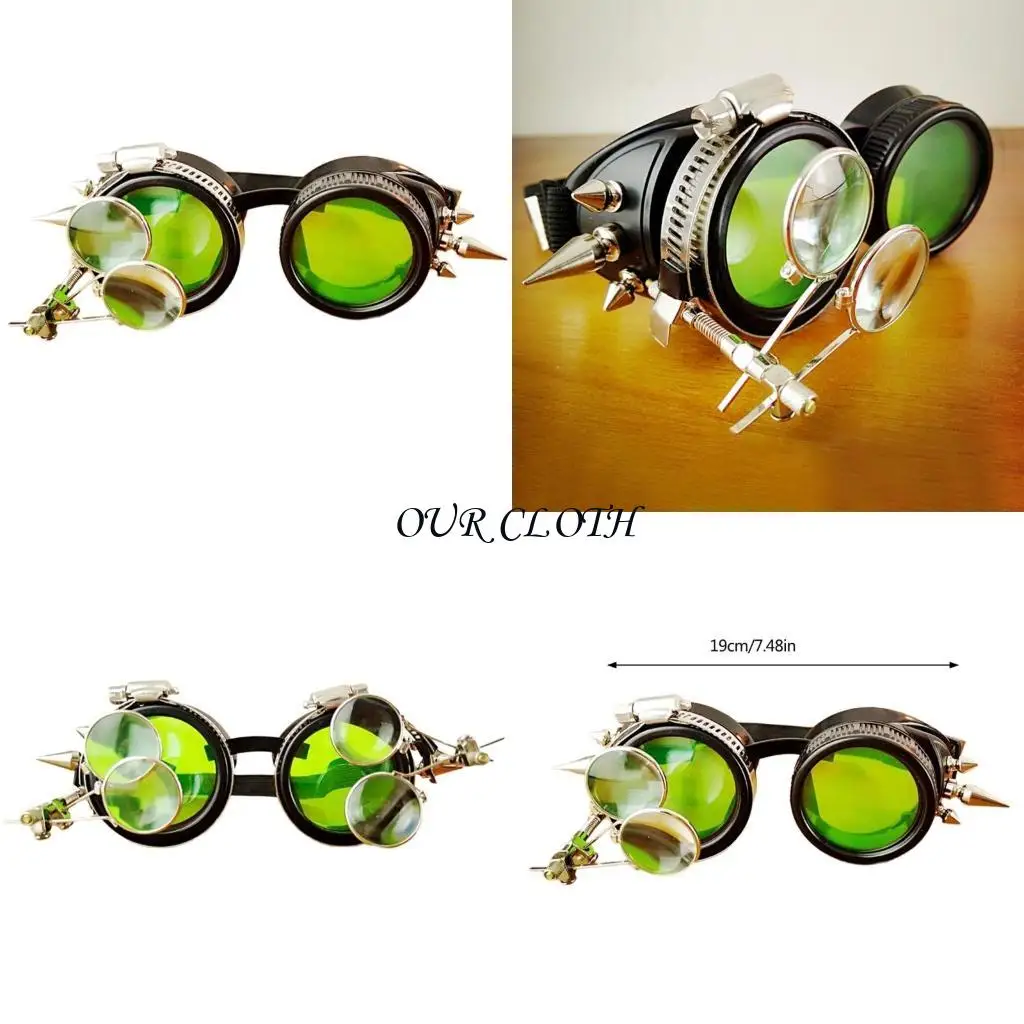 

Middle Ages Glasses Steampunk Goggles Gothic Steampunk Glasses with Rivets Y1AC