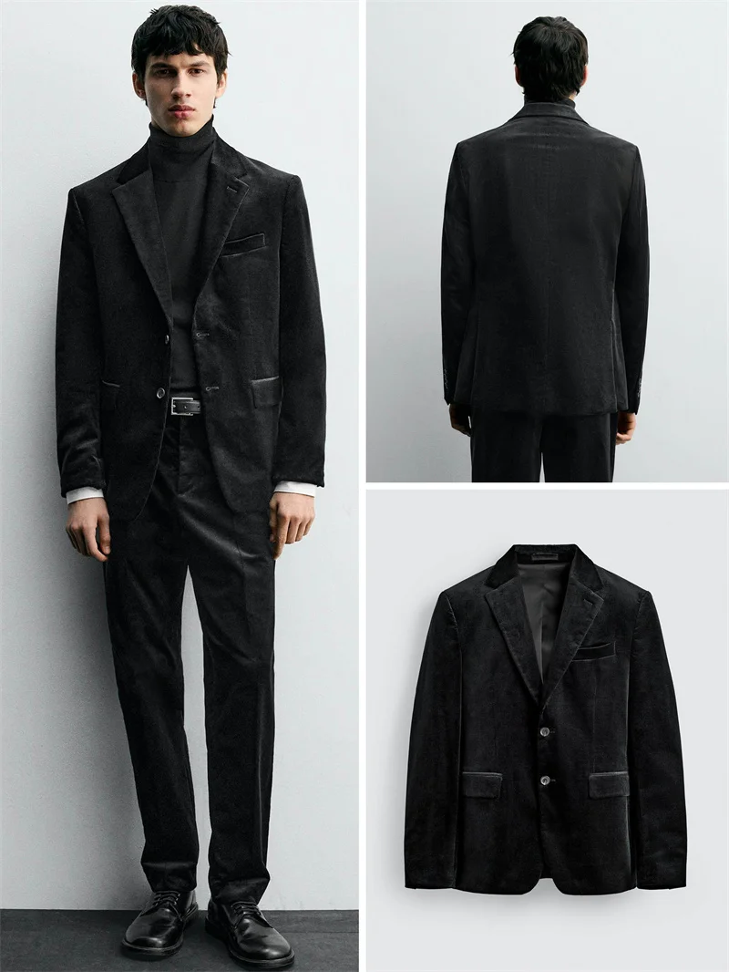 

Faionable Ретро вельветовый деловой костюм Jaet свободного покроя с двумя пуговицами повседневная одежда в стиле вестерн для мужчин зимний сезон с подставкой Sle