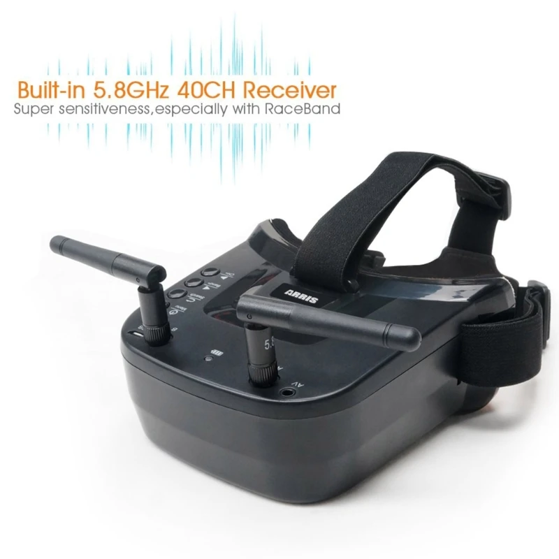 Óculos VR009 FPV 5.8G 40CH com tela LCD 3 polegadas 480x320 1200mAh poderoso para usuário quadricóptero