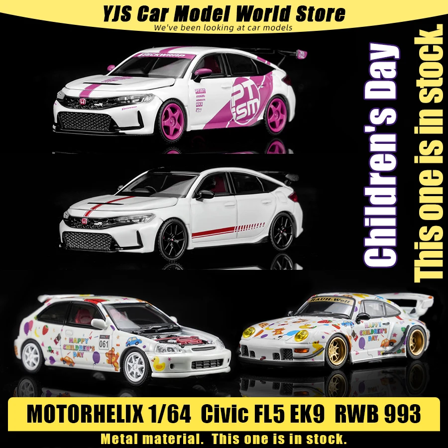 

MOTORHELIX Cast Model 1/64 Civic TYPE R FL5 EK9 Children's Day 993 Sports Car Static Decoration Collection
