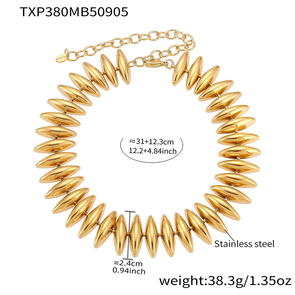 Stainless Steel Choker Bracelet Set 18K Gold Plated
