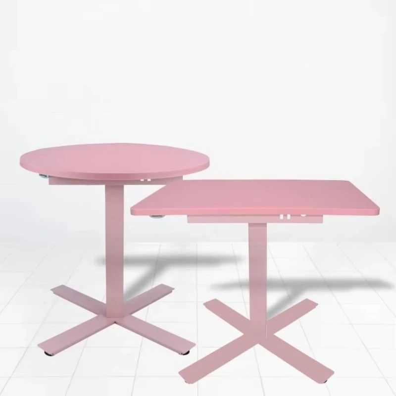 Electric height adjustable all-pink beauty table single round square single suit professional salon grade