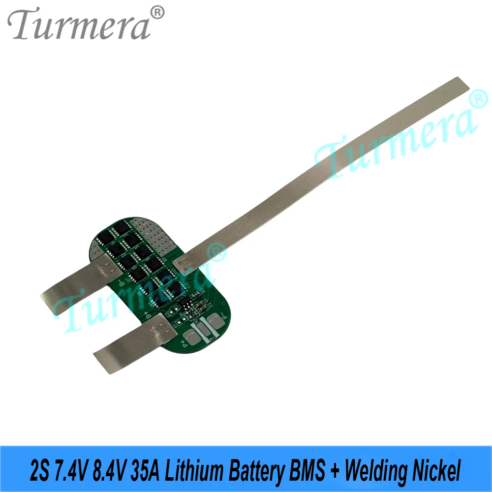 Turmera  2S 7.4V 8.4V 35A 21700 Battery BMS 10MOS Protect Board with Weld Nickel for DIY 8.4V Violent Turbo Jet Fan Battery Use