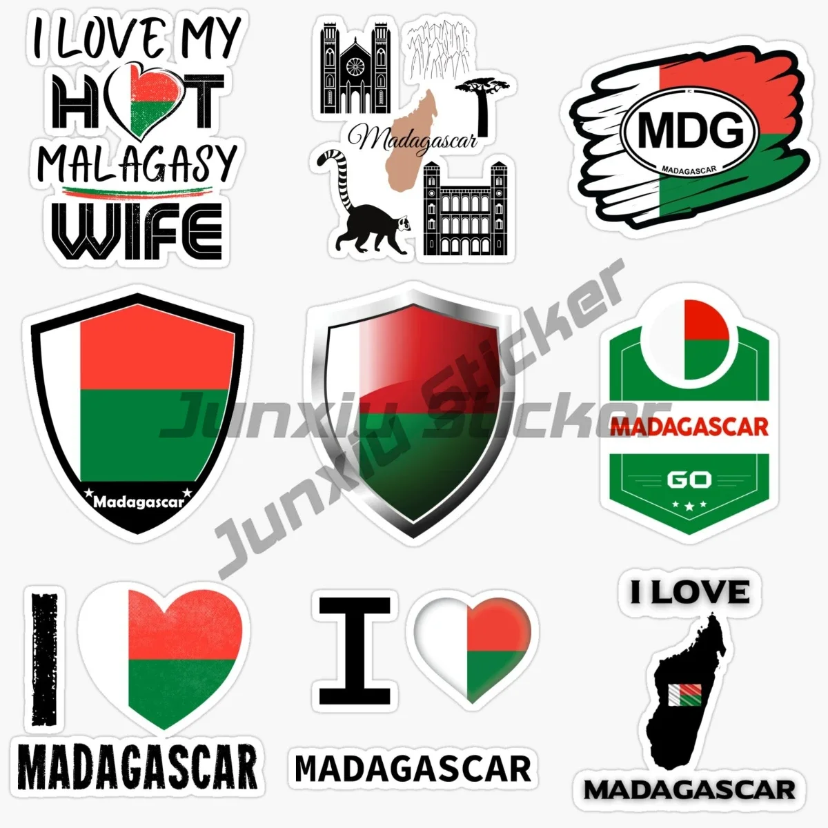 MADAGASCAR Flag Map Car Sticker Motorcycle Vinyl Self-adhesive Laptop Accessories Car Truck Ship Window Glass Waterproof Decal