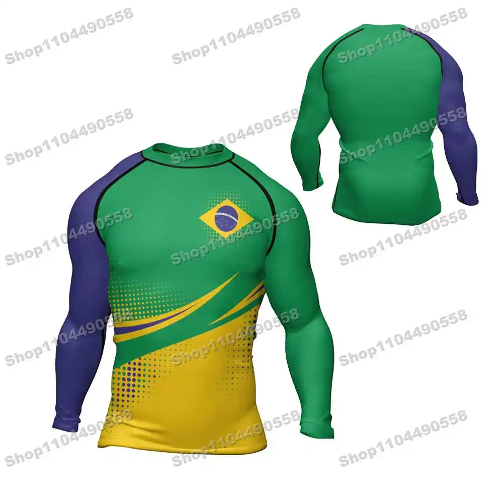 N330th Brazil  Rash Guards Surfing Jersey Beach Trousers Swimwear Diving Gym Long sleeves MMA BJJ Men Jiu Jitsu Fitness Sets