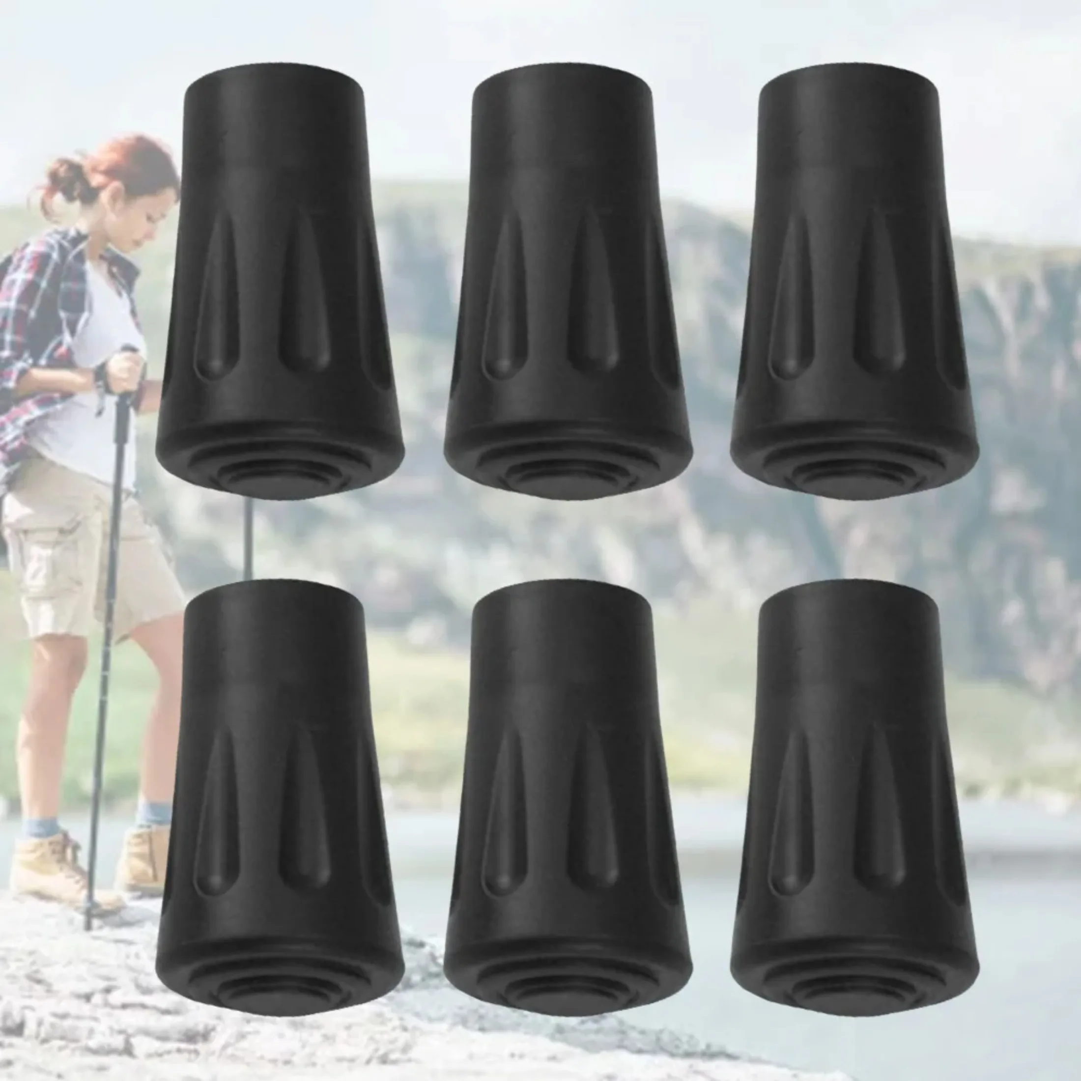 6/12Pcs Trekking Pole Nordic Walk Stick Cane Climb Replacement Alpenstock Outdoor Camp Hike Protector Cap Tip Rubber Cover