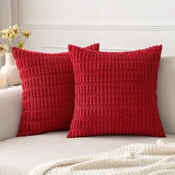 Christmas red Decorative Throw Pillow Covers, Corduroy Pillow Cases, Simple Modern Home Decor for Sofa Living Room Couch Bed