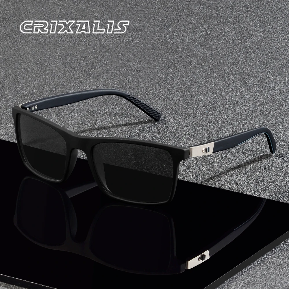 CRIXALIS Quadratische polarisierte Sonnenbrille für Männer und Frauen, TAC-Linse, Spiegel, Fahren, Angeln, trendige und modische Sonnenbrille, Schatten, UV400