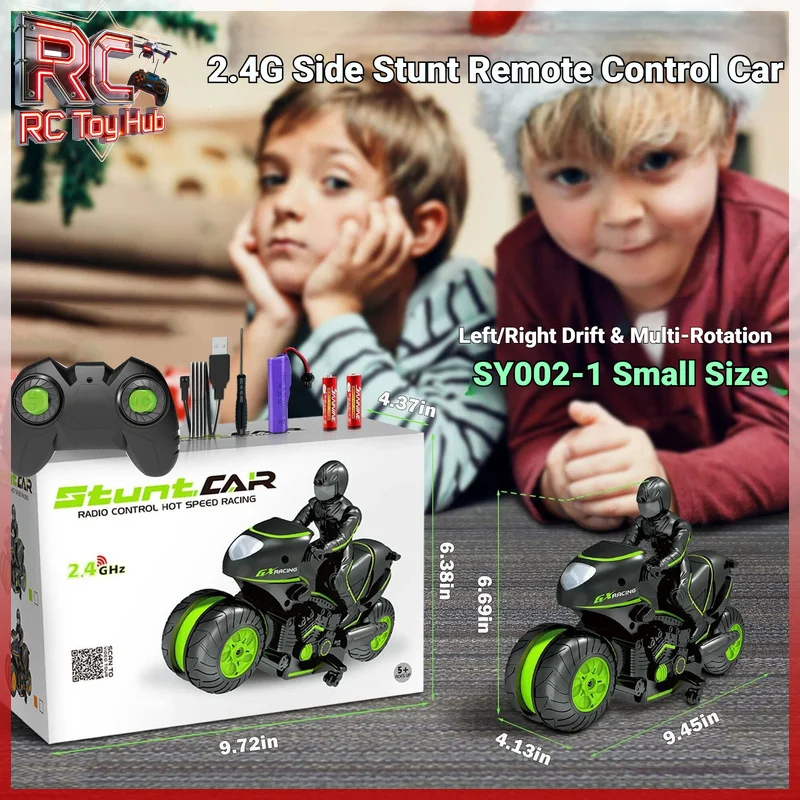 

2.4G Remote Control Stunt Motorcycle Transformable Flipable Telescopic All Terrain Indoor Outdoor Kids Toy with Rider