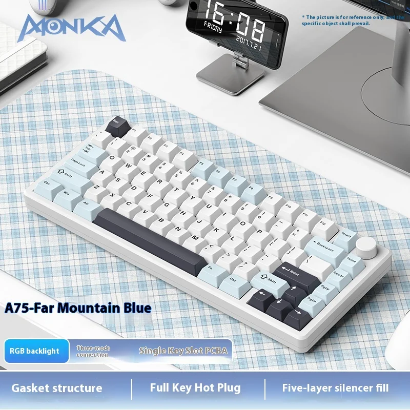 Imagem -06 - Teclado Mecânico sem Fio Bluetooth Personalização de Junta Hot Swap Rgb Escritório Jogos Presente Modo Monka-a75pro