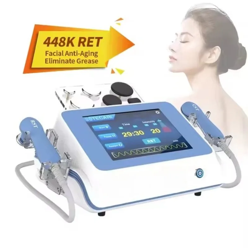 448KHz Tecar RF Therapy Machine Deep Beauty Body Facial Contouring Device Visceral Fat Removal Skin Tightening Equipment