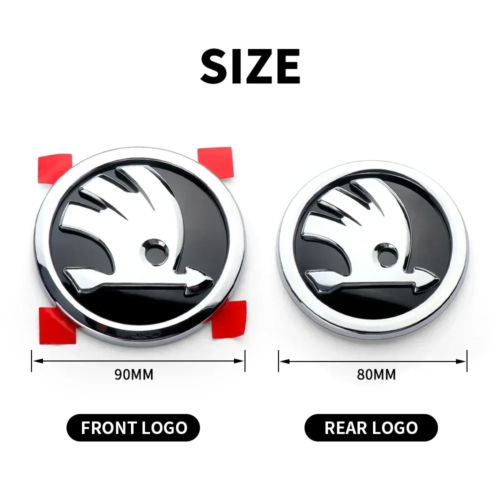 80mm/90mm Car Emblem for Skoda Fabia 1 2 Octavia A7 RS Superb Rapid Yeti Karoq Vision Auto Head Front Rear Boot Tailgate Sticker