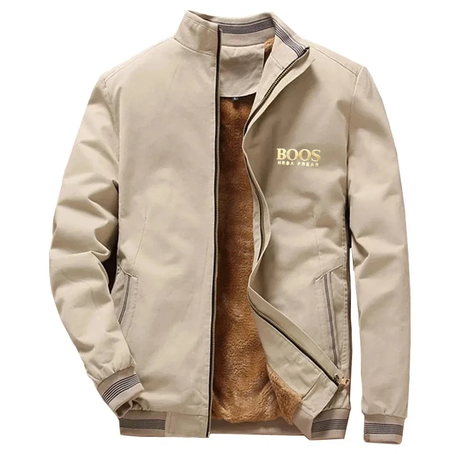 

Осенне-зимняя мужская повседневная трендовая модная теплая утолщенная морозостойкая бейсбольная куртка большого размера на молнии с подкладкой