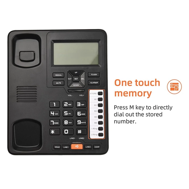 TC6400 2-Line Telephone Desktop Corded Landline With Backlit LCD Display Callerid Number Storage For Home Office Hotels