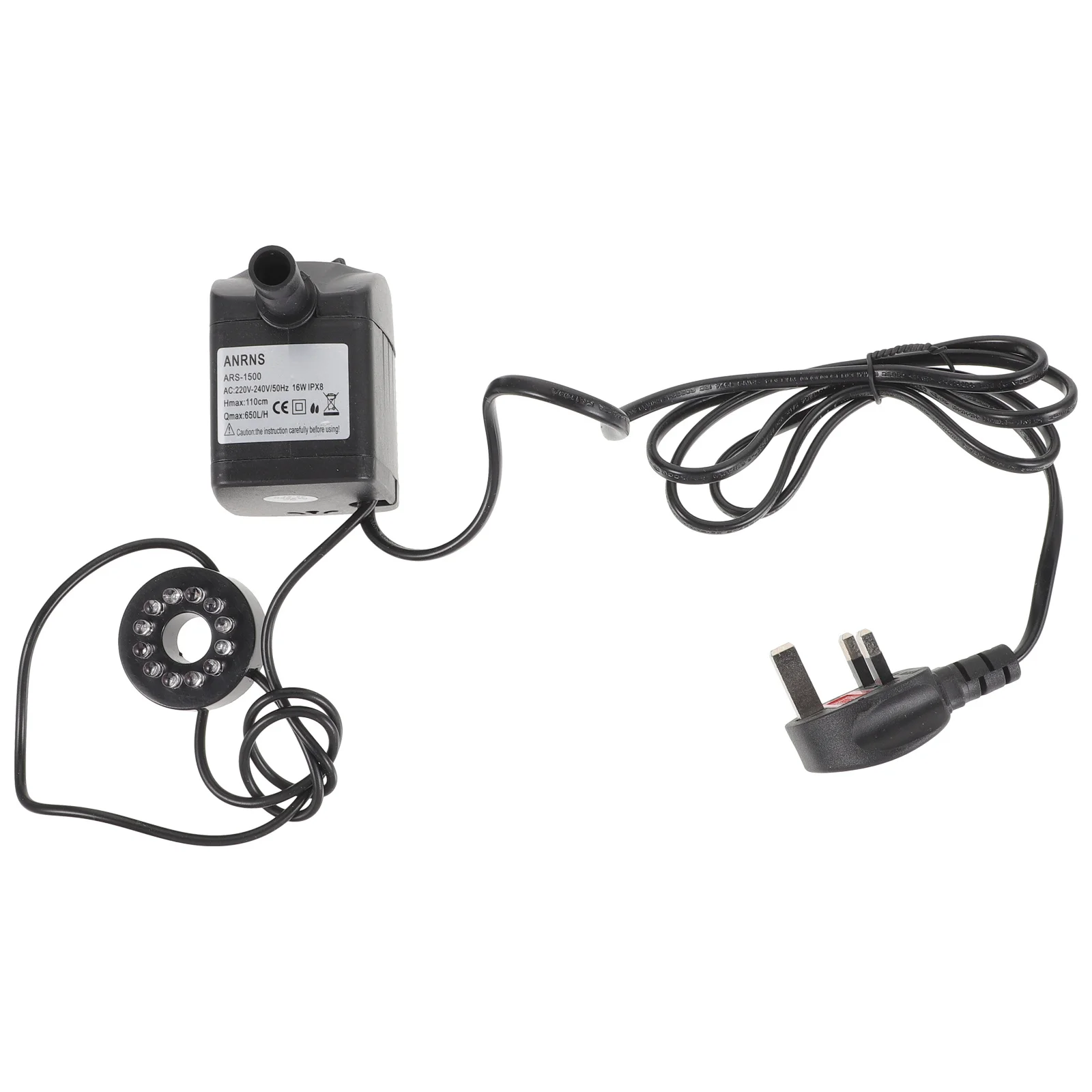 

16W Submersible Pump For Aquarium Fountain Pond Adjustable Flow 12 Led Lights 4 Colors Low Noise Energy Saving Easy Clean Uk