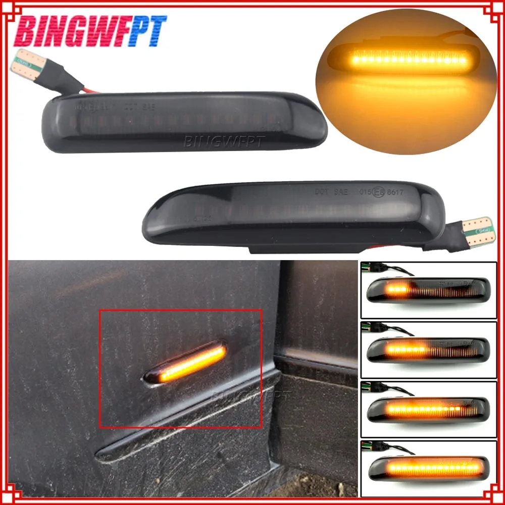 

2PCS NEW Side Marker Flowing Dynamic Blinker LED Turn Signal Light For BMW E46 3 Series Limo Coupe Compact Cabriolet Touring