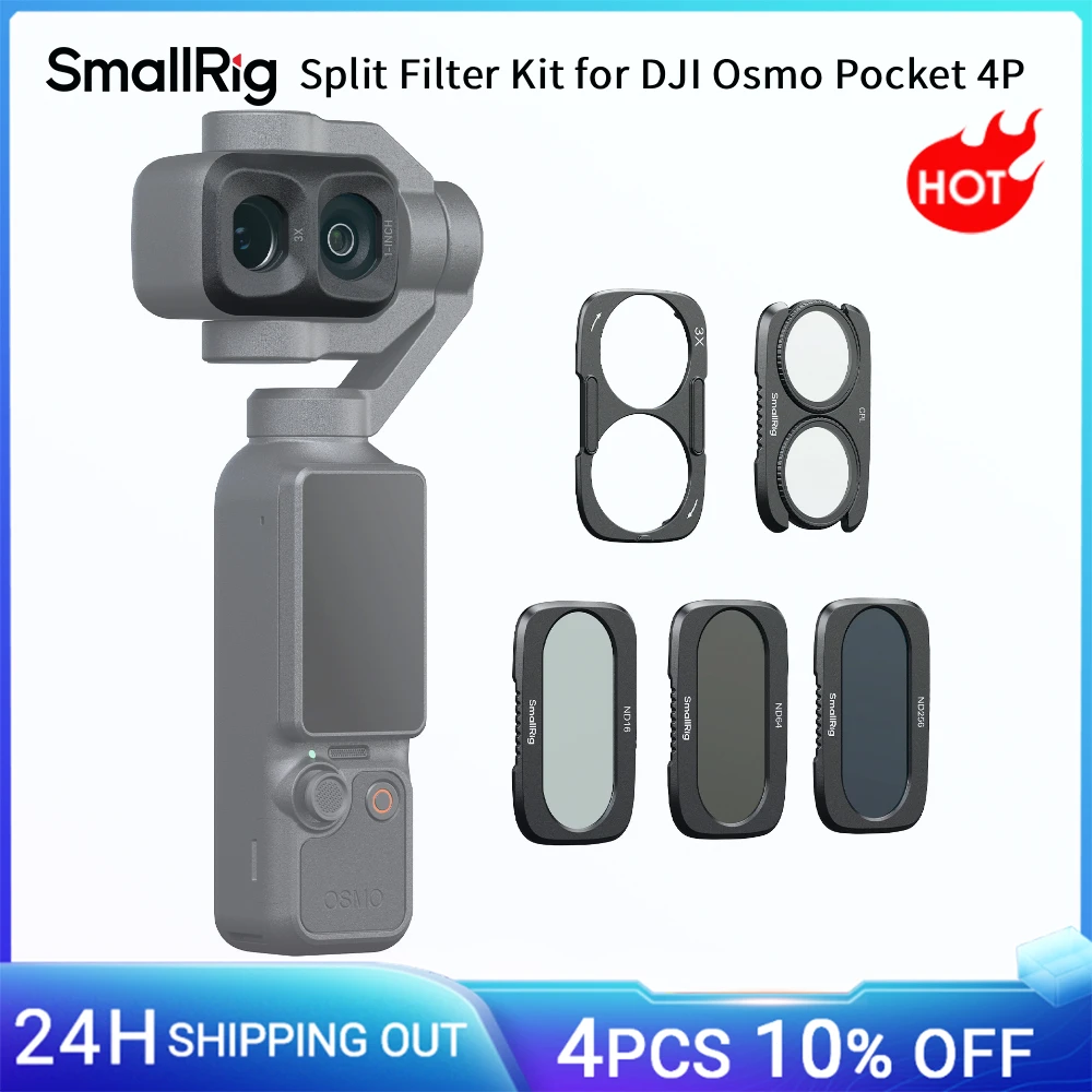 Image of SmallRig Split-Filter-Set für DJI Osmo Pocket 4P mit ND16 / ND64 / ND256 / CPL Filterbasis mit Mehrschichtbeschichtungen -6476