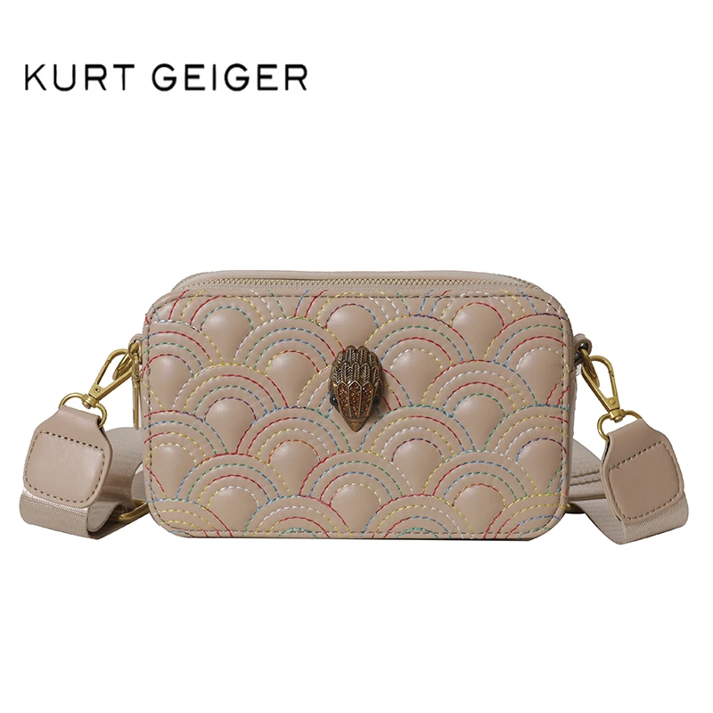 Kurt Geiger-bolso de hombro de lujo para mujer, bolsa cuadrada pequeña con cremallera y letras, a la moda, 2024