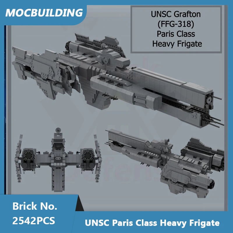 MOC Building Blocks UNSC Paris Class Heavy Frigate Model DIY Assembled Bricks Space Creative Collection Xmas Toys Gifts 2542PCS