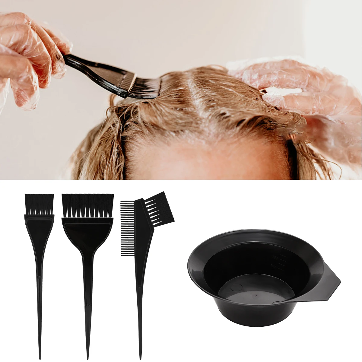 

4Pcs Set Professional Hair Dyeing Kit Hair Color Dye Bowl Stirring Brush For Hair Coloring Bleaching Salon Home Hair Dye Tools