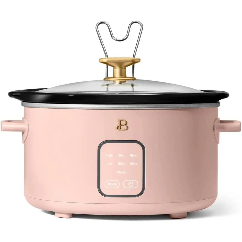 

4-Quart Slow Cooker with Touch-ted Display, Progmable Digital Controls, Removable Non-Stick Pot, Keep Warm unction (Rose)