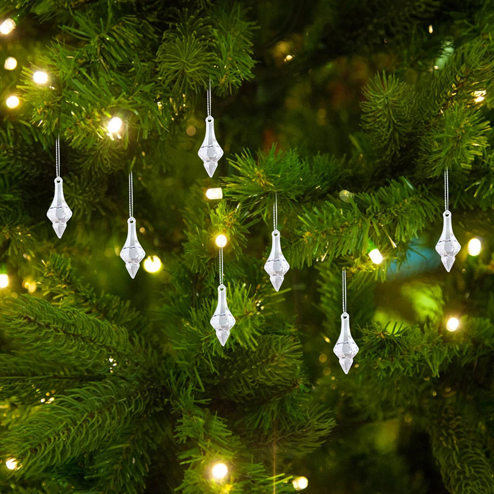 クリスタルクリスマスツリーペンダント、パーソナライズされた装飾、お祝いパーティー用品、10-50個