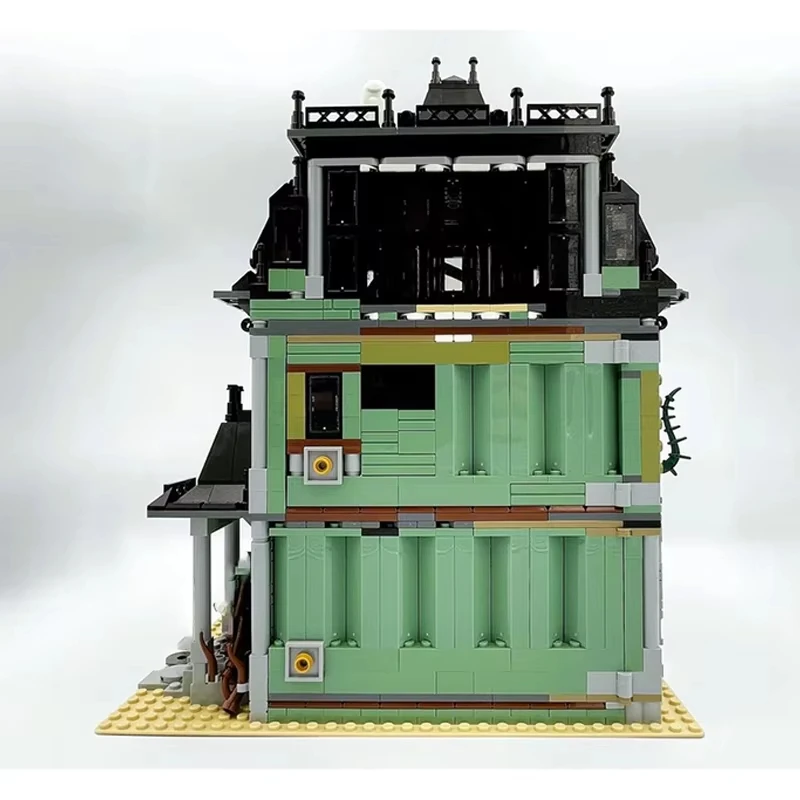 Moc edifício modular monstro guerreiro casa assombrada mansão estranho diy modelo montagem blocos de construção brinquedo presente aniversário das crianças