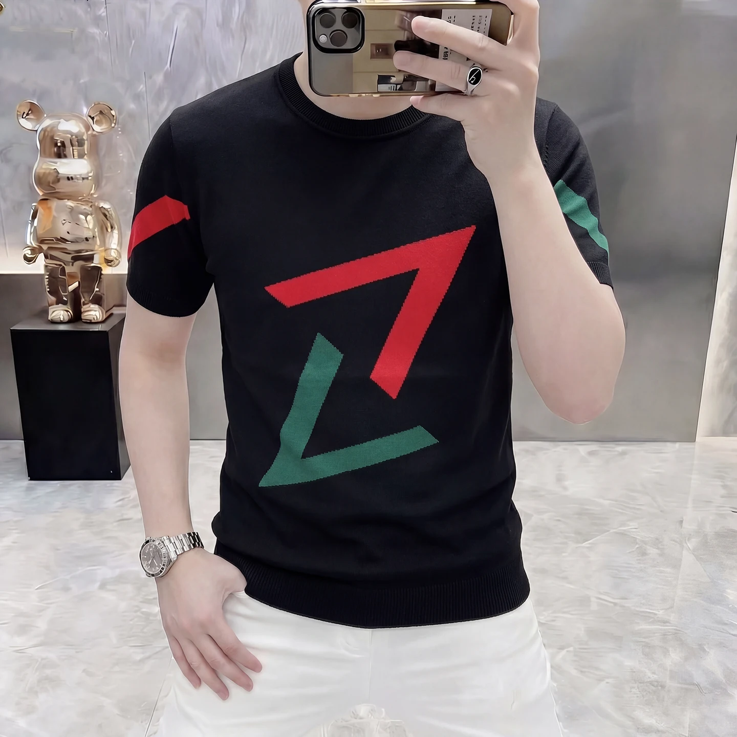 Exquisite Knitwear Casual T Shirt For Men Short Sleeve Stretchy Summer Quality Viscose Blend Smooth Crewneck Camisetas De Hombre