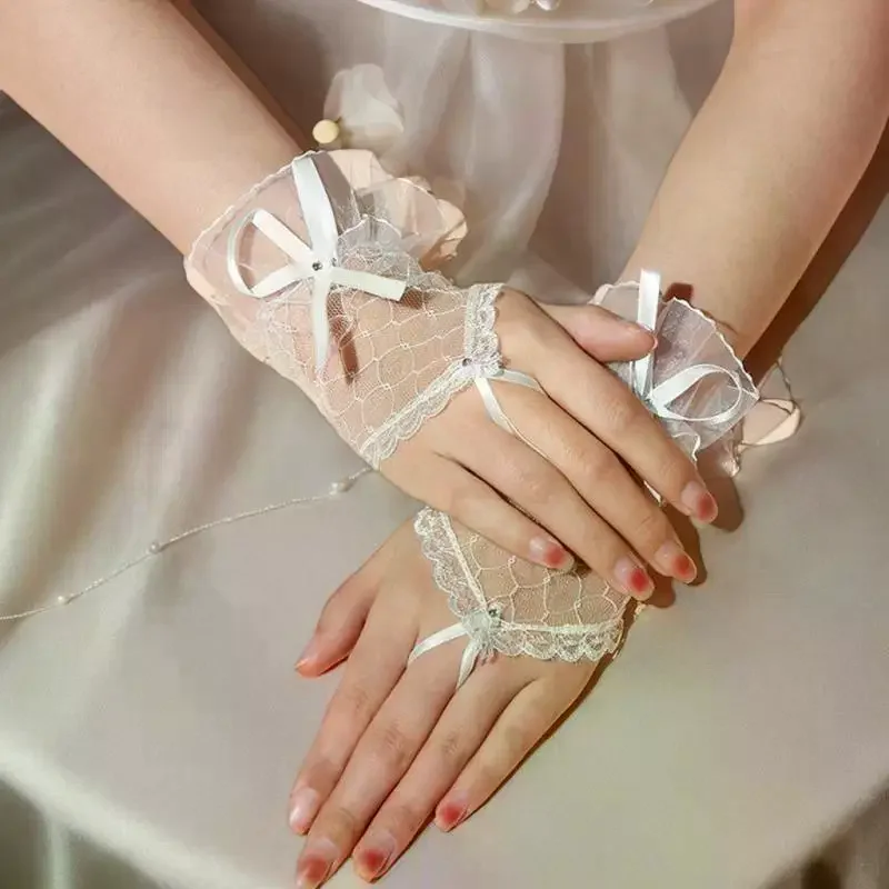 

1 пара свадебных перчаток для дизайна ногтей, кружевные плиссированные манжеты, реквизит для маникюра, фотографии, накладные рукава, аксессуары для ногтей, принадлежности