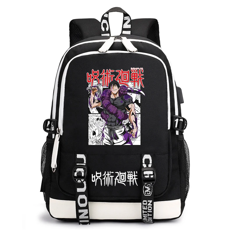 Anime Jujutsu Kaisen Printed Student Bookbag Casual Backpack for Boys Girls School Travel Lightweight