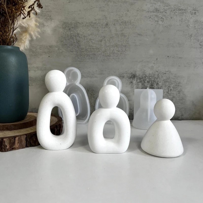 Set of 3 High Temperature Resistant Silicone Mould Abstract Family Statuettes Moulds Silicone Texture for Craft Lovers