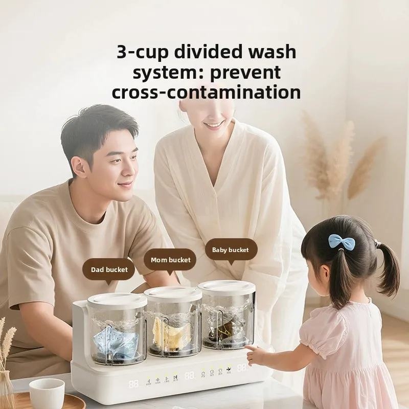Three-Compartment Mini Underwear Washing Machine, Portable Laundry Cup No Installation Needed