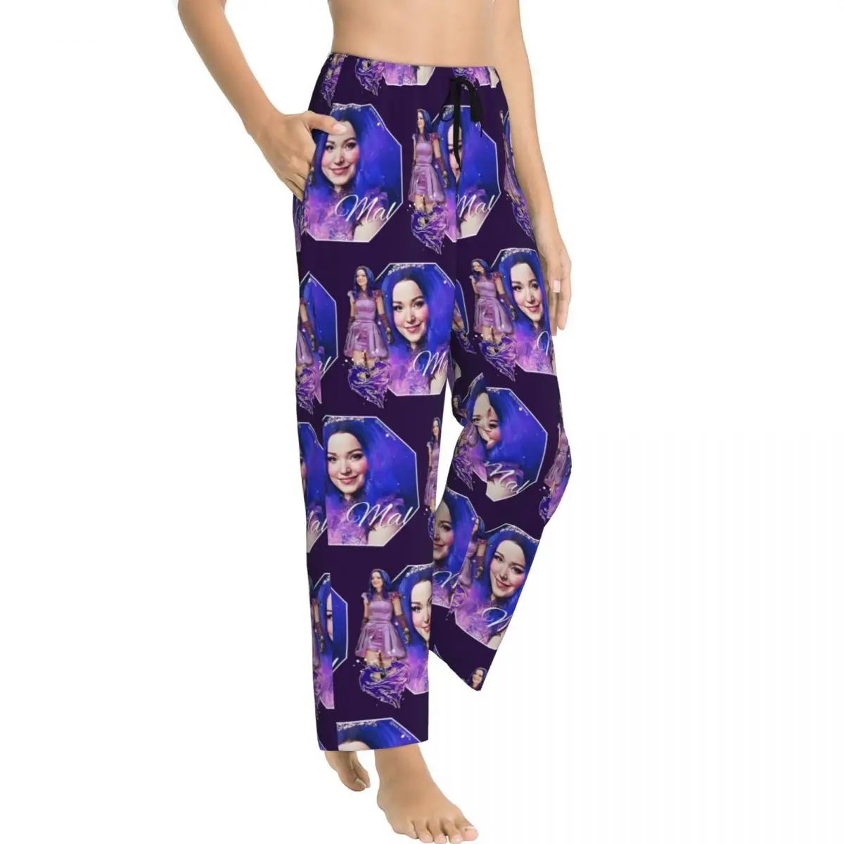 Custom Descendants Pajama Pants Women's Mal Purple Queen Sleepwear Lounge Sleep Bottoms Stretch with Pockets