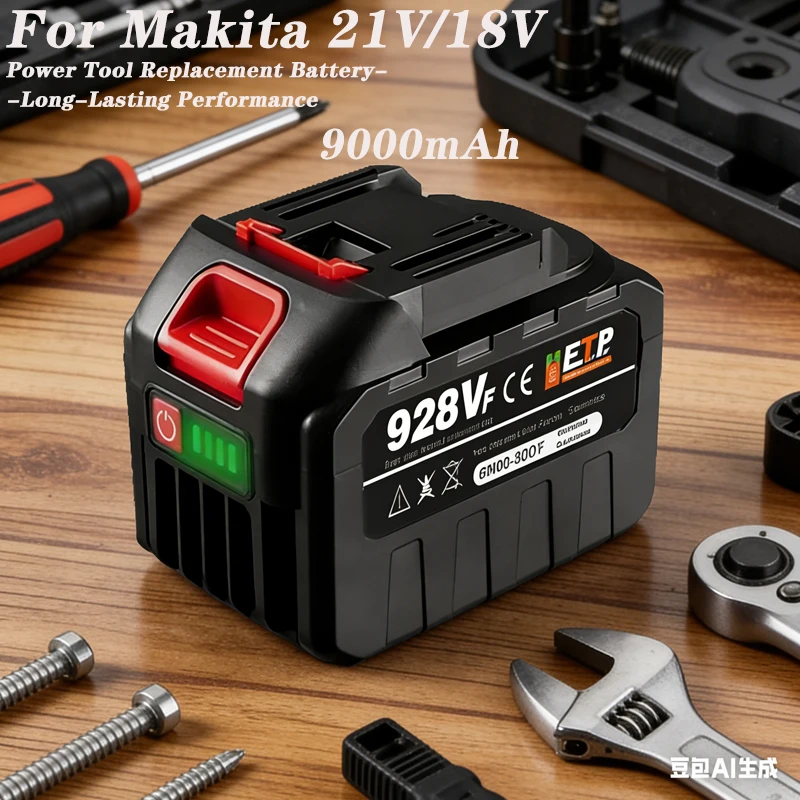 

100% New 18V 21V 6000mAh/9000mAh Li-ion Rechargeable Battery Fit for Makita BL1840B BL1450B BL1860B Power Tools