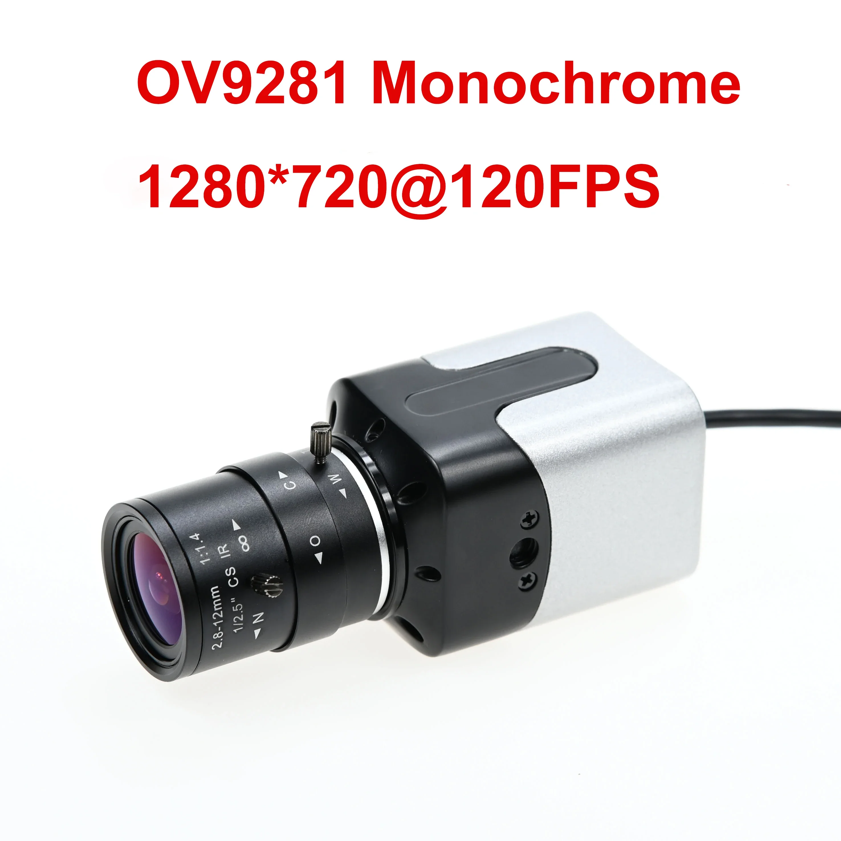 Fotocamera USB con otturatore globale 120FPS 720P, OV9281, monocromatica, webcam da 1 MP 1280x720, con obiettivo CS varifocale da 5-50 mm, acquisizione ad alta velocità