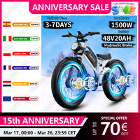 DUOTTS Electric Bike 1500W Dual Motor 48V20AH Lithium Battery Hydraulic Brake Electric Bicycle 26*4.0-inch Fat Tire Snow E-bike