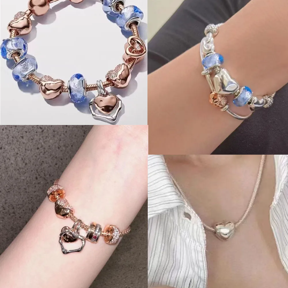 925 Sterling Zilver Wees Liefde Graveerbaar En Veelkleurige Hartvormige Kralen Charme Voor Pandora Armband Neutrale Klassieke Sieraden