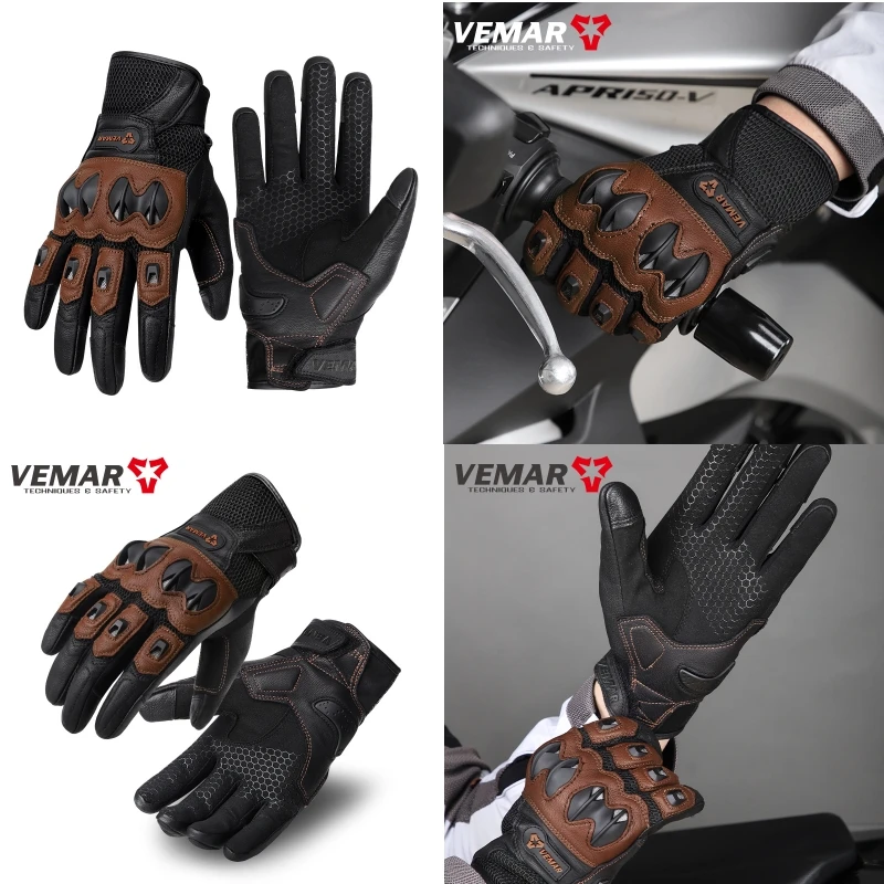 

Retro Summer Motorcycle Gloves Men Women Breathable Mesh Gloves Sheepskin Vintage Soft Full Finger Motorcycle Riding Gloves